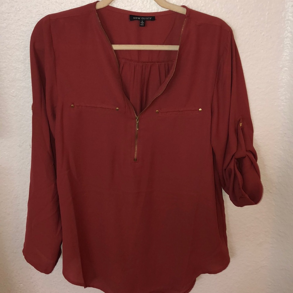BURNT ORANGE WORK ATTIRE BLOUSE LOL